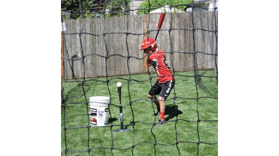 JUGS Hit At Home Backyard Batting Cage, 45 x 11 x 11, N.27 Twisted Knotted Polyethylene, Black, A5030