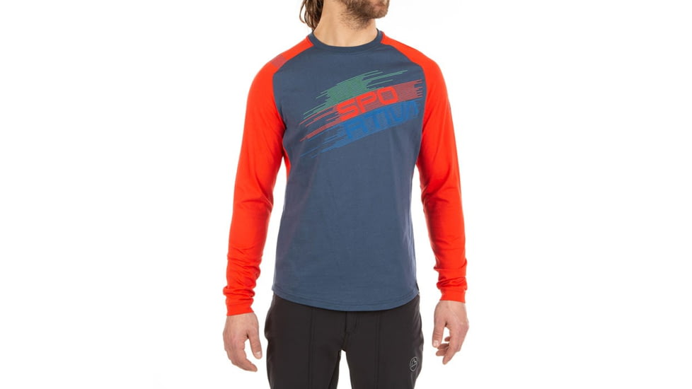 La Sportiva Stripe Evo Long Sleeve - Mens, Opal/Poppy, Extra Large, N38-618311-XL