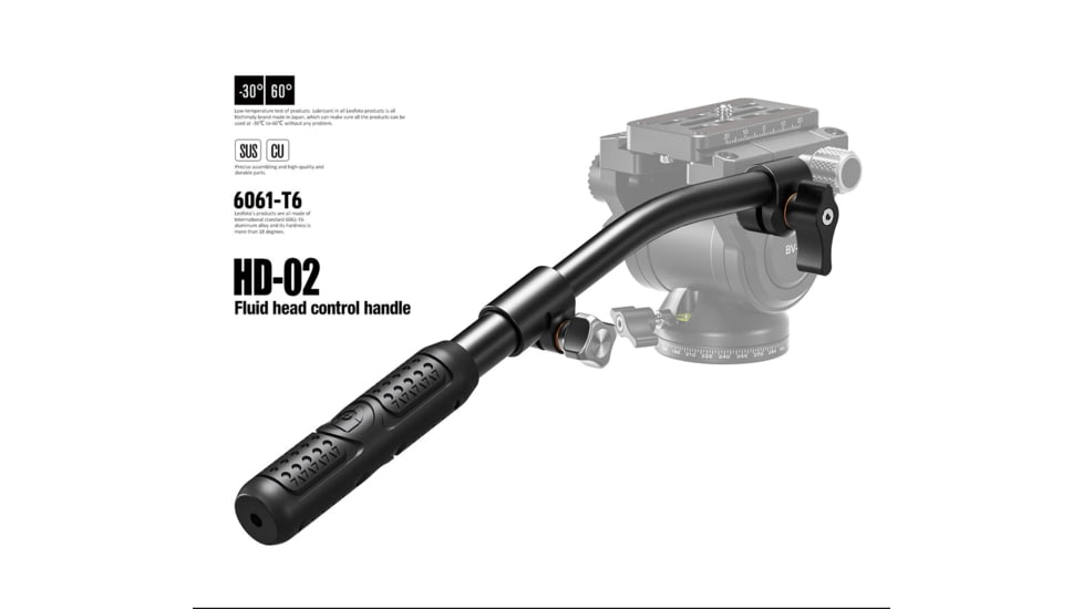 Leofoto HD-02 Handle for BV-1/1R, BV-5 Fluid Heads, Black, HD-02