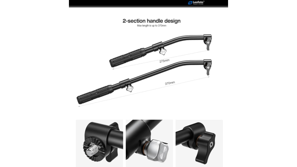 Leofoto HD-02 Handle for BV-1/1R, BV-5 Fluid Heads, Black, HD-02