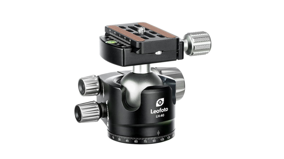 Leofoto LH-40 Series Low Profile Ball Head &amp; QR Plate, Arca, Black, LH-40