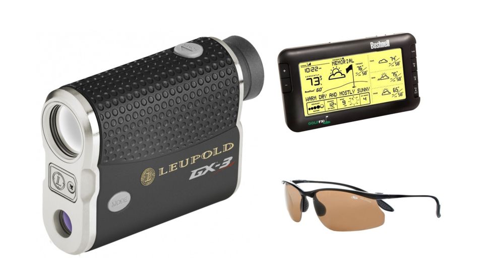 Golfer's Dream Package - Leupold GX-3 Tournament Legal Laser Rangefinder, Bushnell 7-Day Wireless Golf Weather Forecaster, Bolle Action Kicker Golf Sunglasses
