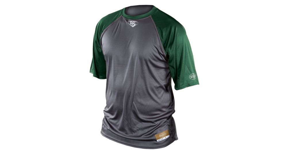 Louisville Slugger Youth Slugger Loose-Fit Raglan Short Sleeve Shirt,Grey/Dark Green,Large LS1527-YL-GY-DK