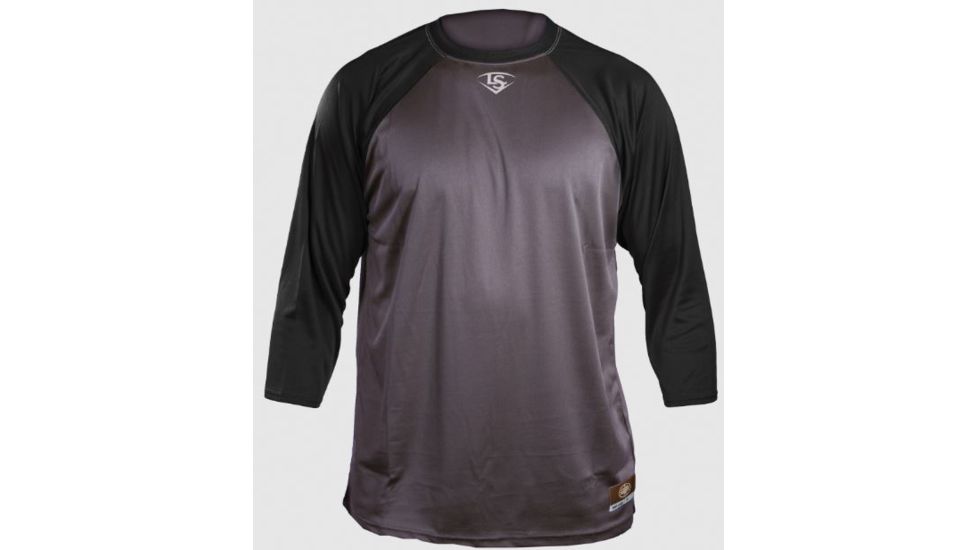Louisville Slugger Adult Slugger Loose-Fit 3/4 Sleeve Shirt,Grey/Black,Medium LS1526-AM-GY-BK