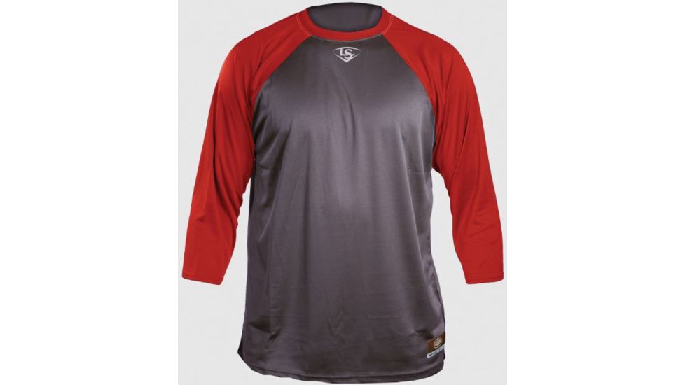 Louisville Slugger Adult Slugger Loose-Fit 3/4 Sleeve Shirt,Grey/Red,XL LS1526-YXL-GY-RD