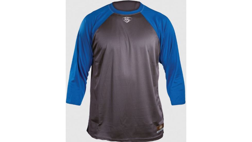 Louisville Slugger Adult Slugger Loose-Fit 3/4 Sleeve Shirt,Grey/Royal,XL LS1526-AXL-GY-RY