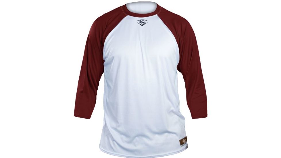 Louisville Slugger Adult Slugger Loose-Fit 3/4 Sleeve Shirt,White/Maroon,XL LS1526-AXL-WH-MR