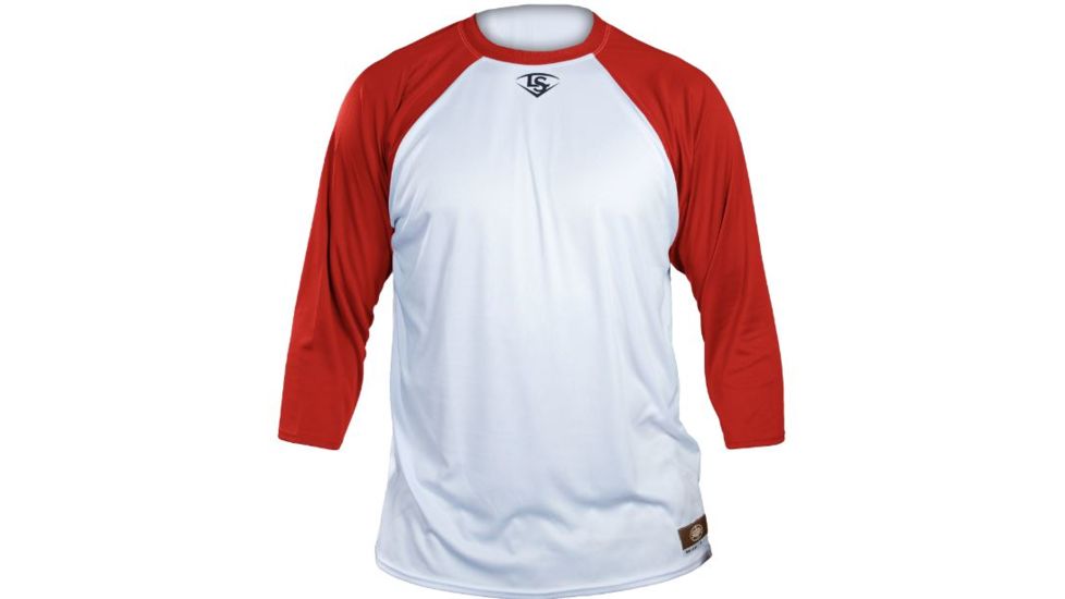 Louisville Slugger Adult Slugger Loose-Fit 3/4 Sleeve Shirt,White/Red,Large LS1526-AL-WH-RD