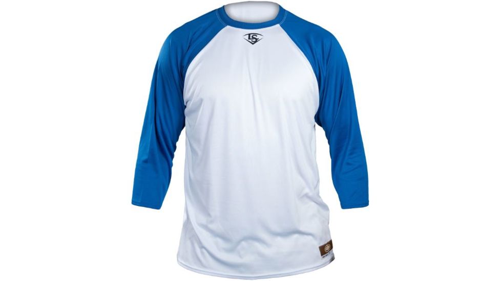 Louisville Slugger Adult Slugger Loose-Fit 3/4 Sleeve Shirt,White/Royal,Small LS1526-AS-WH-RY