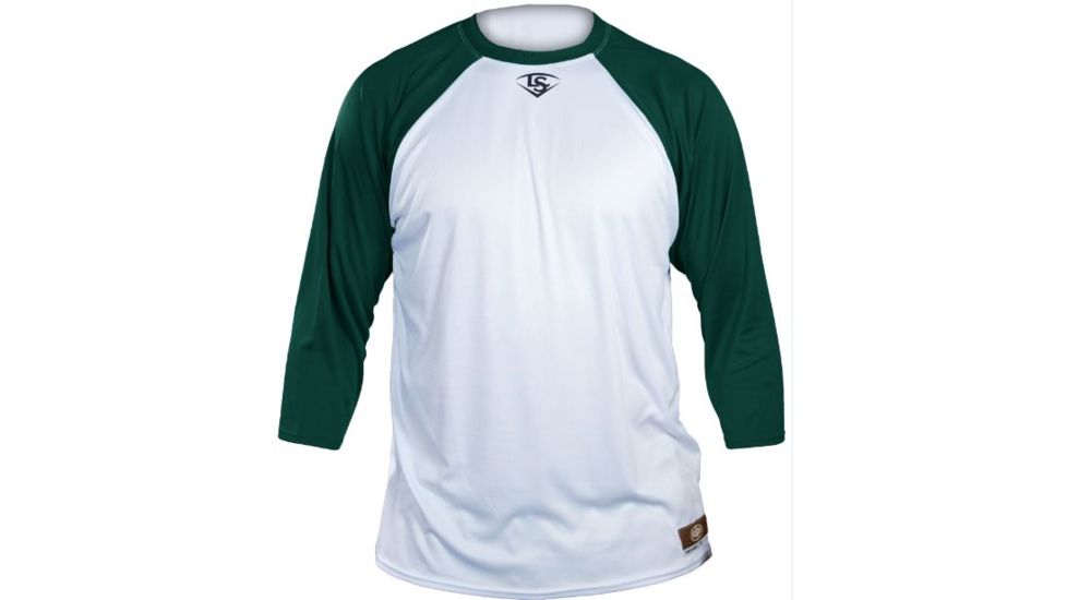 Louisville Slugger Adult Slugger Loose-Fit 3/4 Sleeve Shirt,White/Dark Green,Medium LS1526-AM-WH-DK