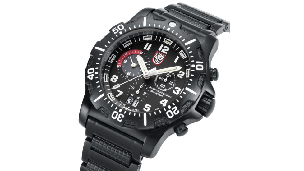 LUMINOX Dive Chrono Watch w/ Black Steel Bracelet, Black/Silver, 44mm A.8362.RP