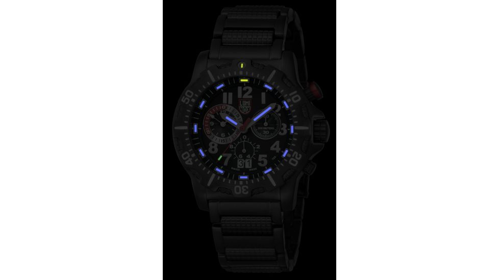 LUMINOX Dive Chrono Watch w/ Black Steel Bracelet, Black/Silver, 44mm A.8362.RP