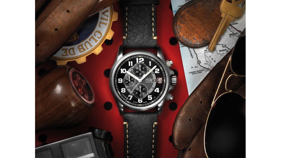 LUMINOX Field Valjoux Automatic Chronograph Watch, Black/Ivory, 48mm A.1861
