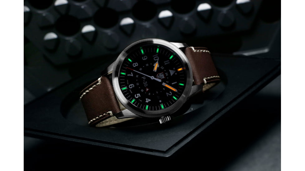 Luminox P-38 Lightening 9520 Series Watch, Black/Brown, 42mm, XA.9521