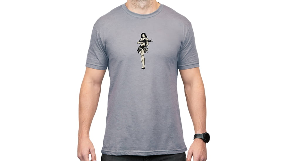 Magpul Industries Hula Girl CVC Graphic T-Shirts - Men's, Stone Gray Heather Cotton/Polyester Short Sleeve, XL, MAG1117-041-XL