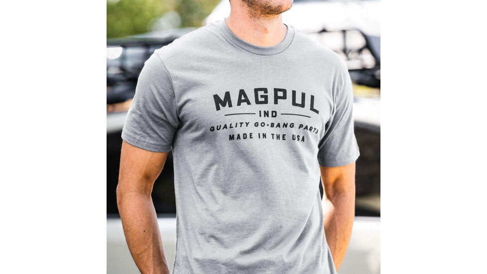 Magpul MAG1112-041-S Go Bang Parts Stone Gray Heather Cotton/Polyester Short Sl