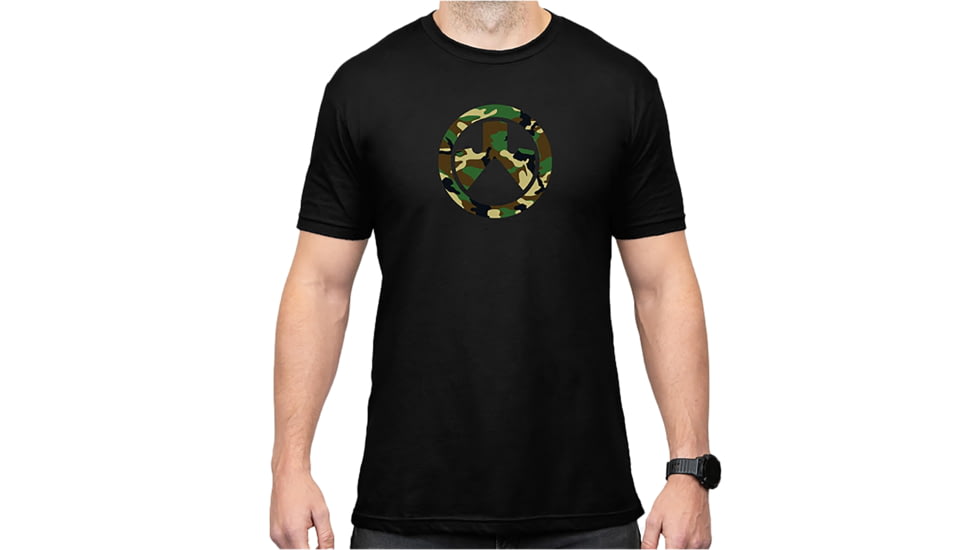 Magpul Industries Woodland Camo Graphic T-Shirts - Men's, Black Cotton/Polyester Short Sleeve, Small, MAG1225-001-S