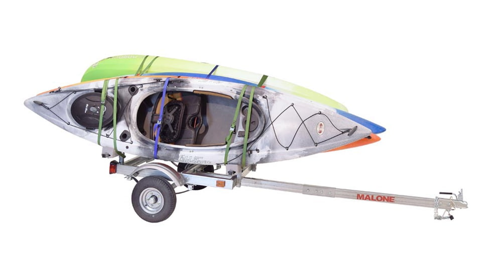 Malone Auto Racks EcoLight 4 Kayak Trailer Package, 1 Stacker, 4 Sets Foam Blocks, MPG586XL