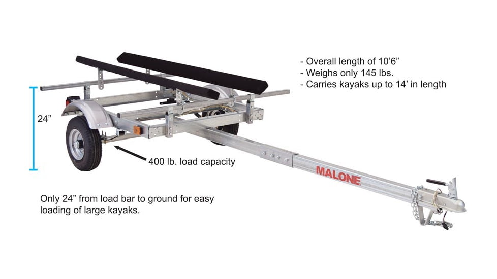 Malone Auto Racks EcoLight Single Kayak Trailer Package, 1 Set Bunks, MPG586XB