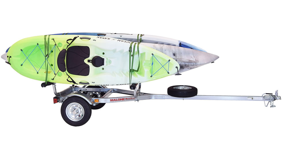 Malone Auto Racks MicroSport 4 Kayak Trailer Package, 2 Sets Stackers, 4 Sets Rack Pads, Spare Tire, MPG461SRP