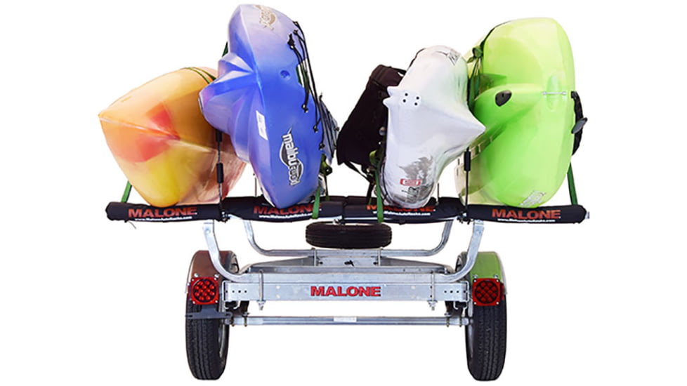 Malone Auto Racks MicroSport 4 Kayak Trailer Package, 2 Sets Stackers, 4 Sets Rack Pads, Spare Tire, MPG461SRP