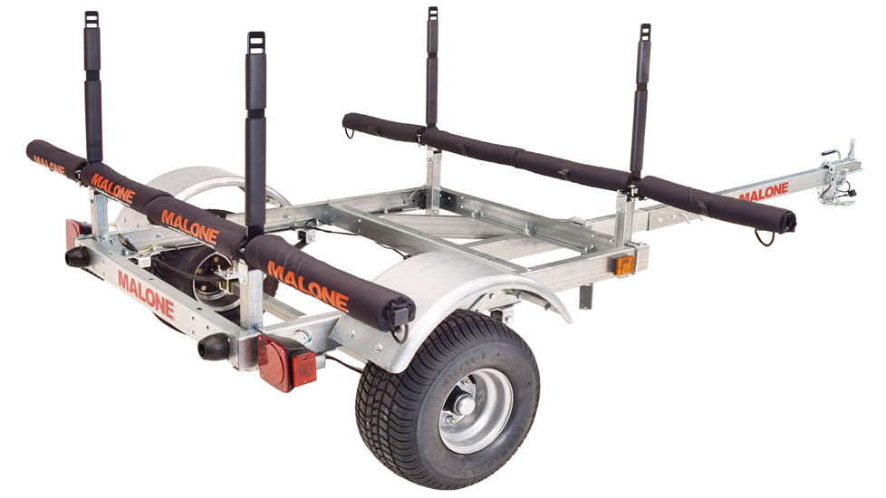 Malone Auto Racks XtraLight LowMax 4 Kayak Trailer Package, 2 Stackers and 4 Sets Rack Pads, MPG596XSRP