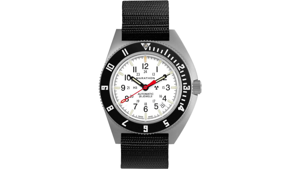 Marathon Arctic Steel Navigator w/ Date Automatic Unisex Watches, 41mm, Sapphire, Ballistic Nylon Strap, Black, WW194030SS-0501