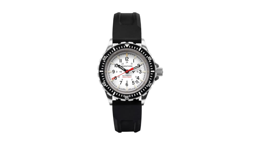 Marathon Arctic Edition Large Divers Automatic Watches, NGM, Black Rubber Strap, White Dial, 41mm Diameter / 14mm Thickness, WW194006SS-0530