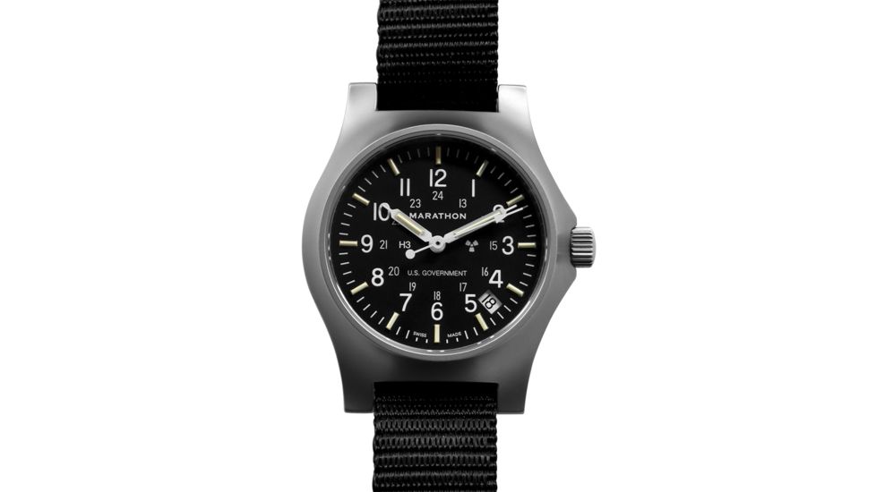 Marathon General Purpose Quartz Wristwatch w/Date and Tritium, GPQ, Stainless Steel WW194015SS