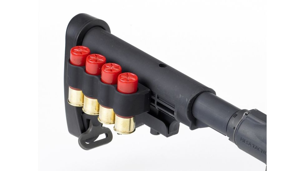 Mesa Tactical SureShell Aluminum Carrier for M4 Carbine Stock, 12-GA, Right Side, Black, 4-Shell, 93340