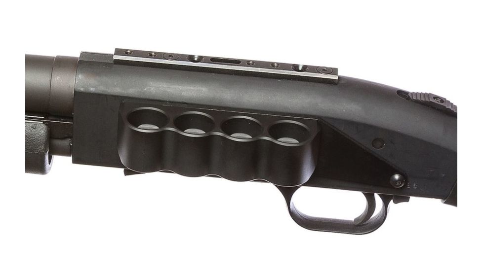 Mesa Tactical SureShell Aluminum Carrier for Moss 500/590 and Mav 88, 12-GA, Black, 4-Shell, 91240