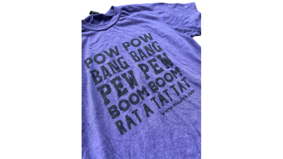 Miculek Pew Pew T-Shirt, Small, Heather Purple, TEE-PEW-SMALL-PU