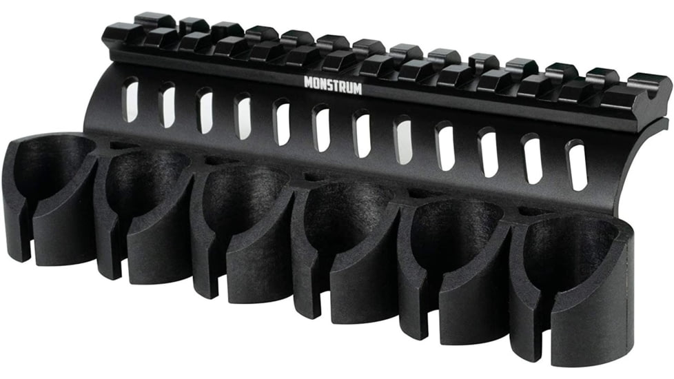 Monstrum Side Mounted 12 Gauge Shell Holder, Picatinny Rail Mount for Mossberg 500/590/Shockwave Series Shotguns, Black, Z83