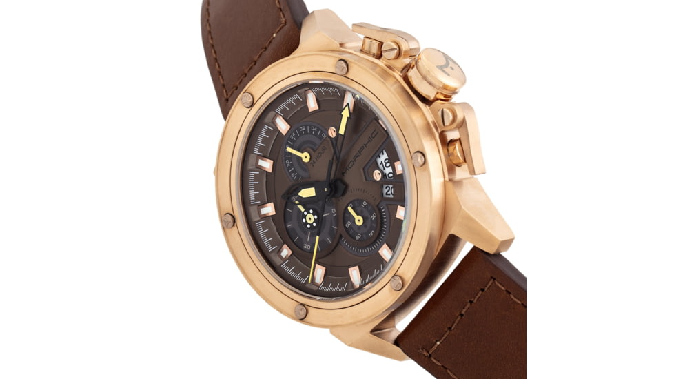 Morphic M81 Series Chronograph Leather-Band Watch w/Date, Brown/Rose Gold - Mens, MPH8104