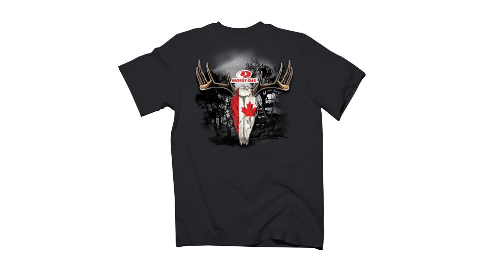 Mossy Oak Men's T-shirt X-lg ''deer Skull'' Canada Flag Blk