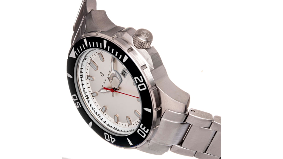 Nautis Nautis Admiralty Pro 200 Bracelet Watch w/Date, Black/White, One Size, GL2008-B