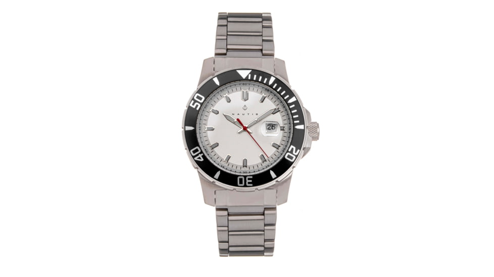 Nautis Nautis Admiralty Pro 200 Bracelet Watch w/Date, Black/White, One Size, GL2008-B
