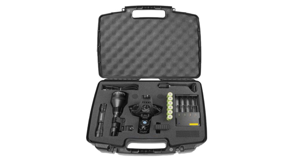 NightSnipe NS750 Tony Tebbe Scan, Shoot, &amp; Recover Kit- Dimmable Adjustable Beam Hunting Light Kit, Dial Dimmer Switch, Red/Red, TT-750D-RR-8889