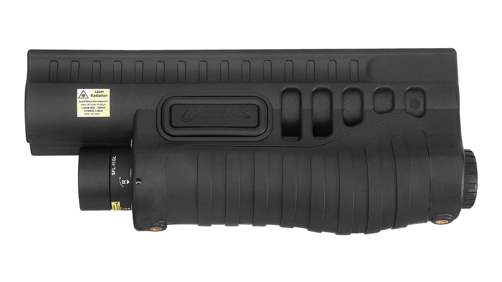 Nightstick Shotgun Forend Light f/ Mossberg 500/590/Shockwave w/ Green Laser, Black, SFL-11GL