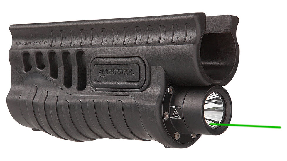 Nightstick Shotgun Forend Light f/ Remington 870/Tac-14 w/ Green Laser, Black, SFL-13GL