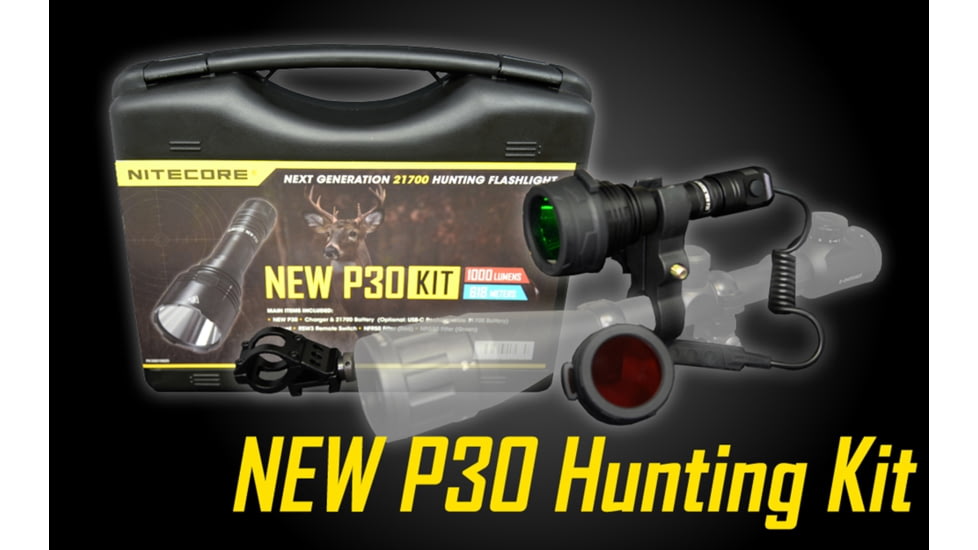 Nitecore NEW P30 Hunting Kit with LumenTac Offset Mount and AC USB Adapter, Black, 6952506405879
