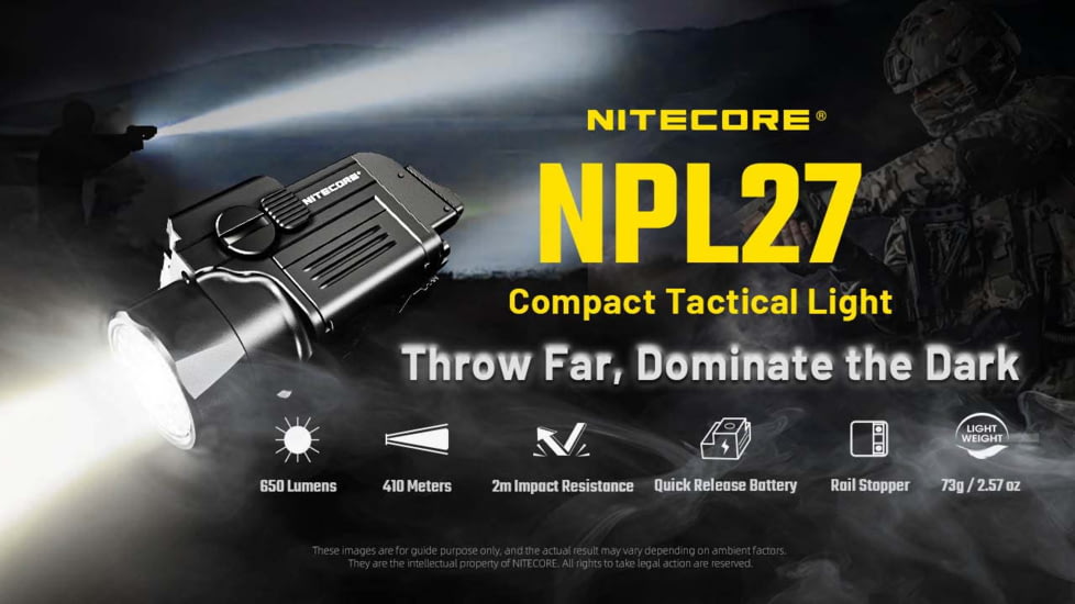 Nitecore NPL27 USB-C Rechargeable 650 Lumens LED Rail Mount Weapon Light
