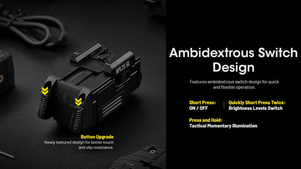 Nitecore NPL25 GL 900 Lumens LED Weapon Light w/Green Laser Sight, Lithium Ion, Black, NPL25 GL