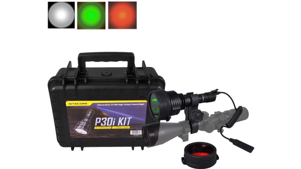 Nitecore P30i 2000 Lumen 1093 Yard Long Throw Flashlight Hunting Kit, Black, 6952506406586