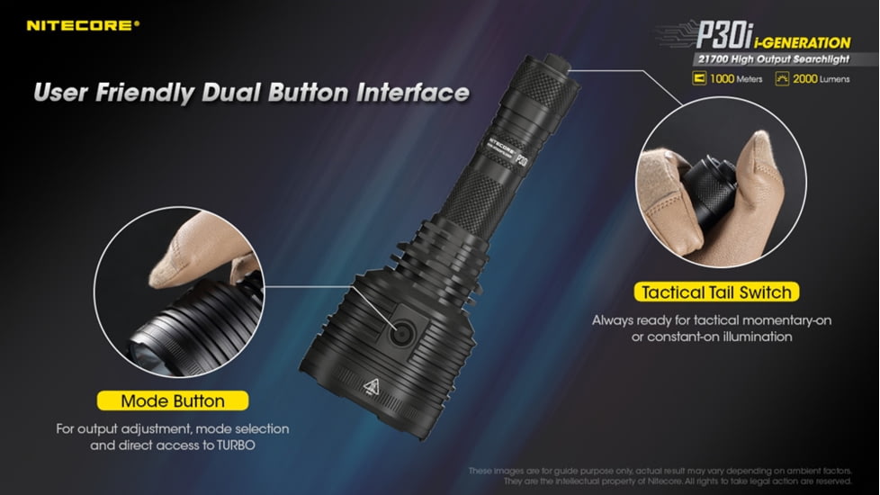 Nitecore P30i 2000 Lumen 1093 Yard Long Throw Flashlight Hunting Kit, Black, 6952506466269