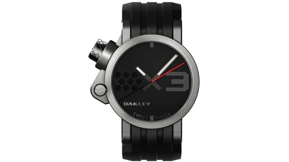 Oakley Transfer Case Quartz Watch, Black Dial and Black Rubber Strap w/ Honed Case 10-031
