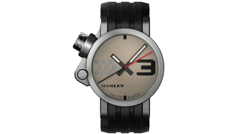 Oakley Transfer Case Quartz Watch, Grey Dial and Black Rubber Strap w/ Honed Case 10-032