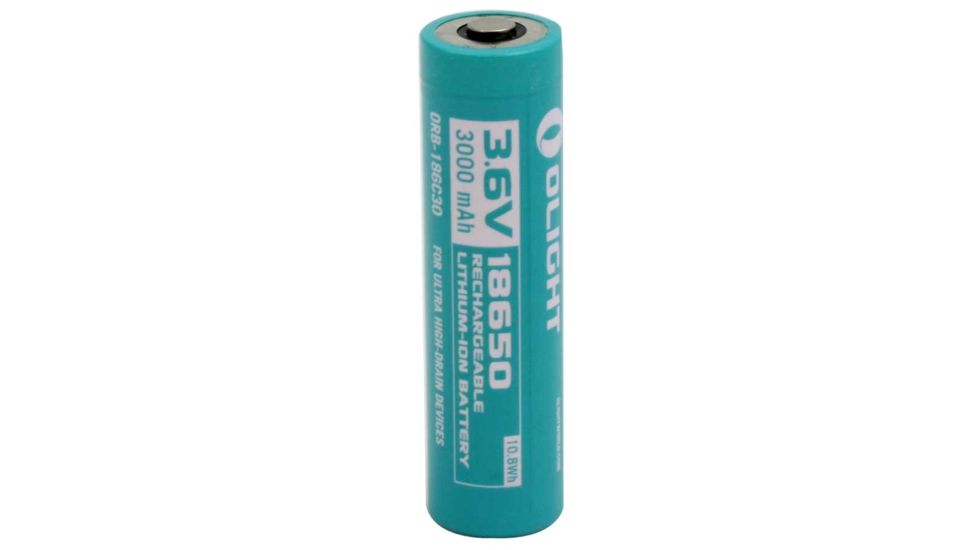 Olight 3000mAh 3.6V Protected Lithium Ion Li-ion Button Top Battery for the H2R, Blue OLIGHT-18650-3000MAH