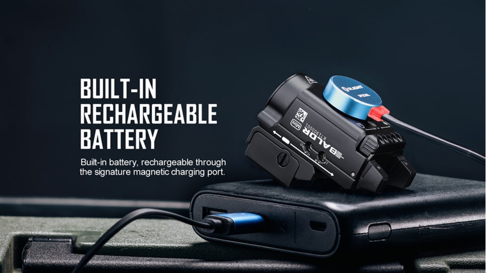 Olight Baldr Mini w/ Green Laser Sight LED Flashlight, Cool White, 600 Lumens, Black, FL-OL-BALDRMINI-BK