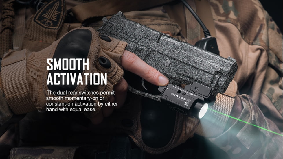 Olight Baldr Mini w/ Green Laser Sight LED Flashlight, Cool White, 600 Lumens, Black, FL-OL-BALDRMINI-BK